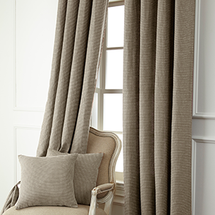 go to drapes and decorative pillow cases beige